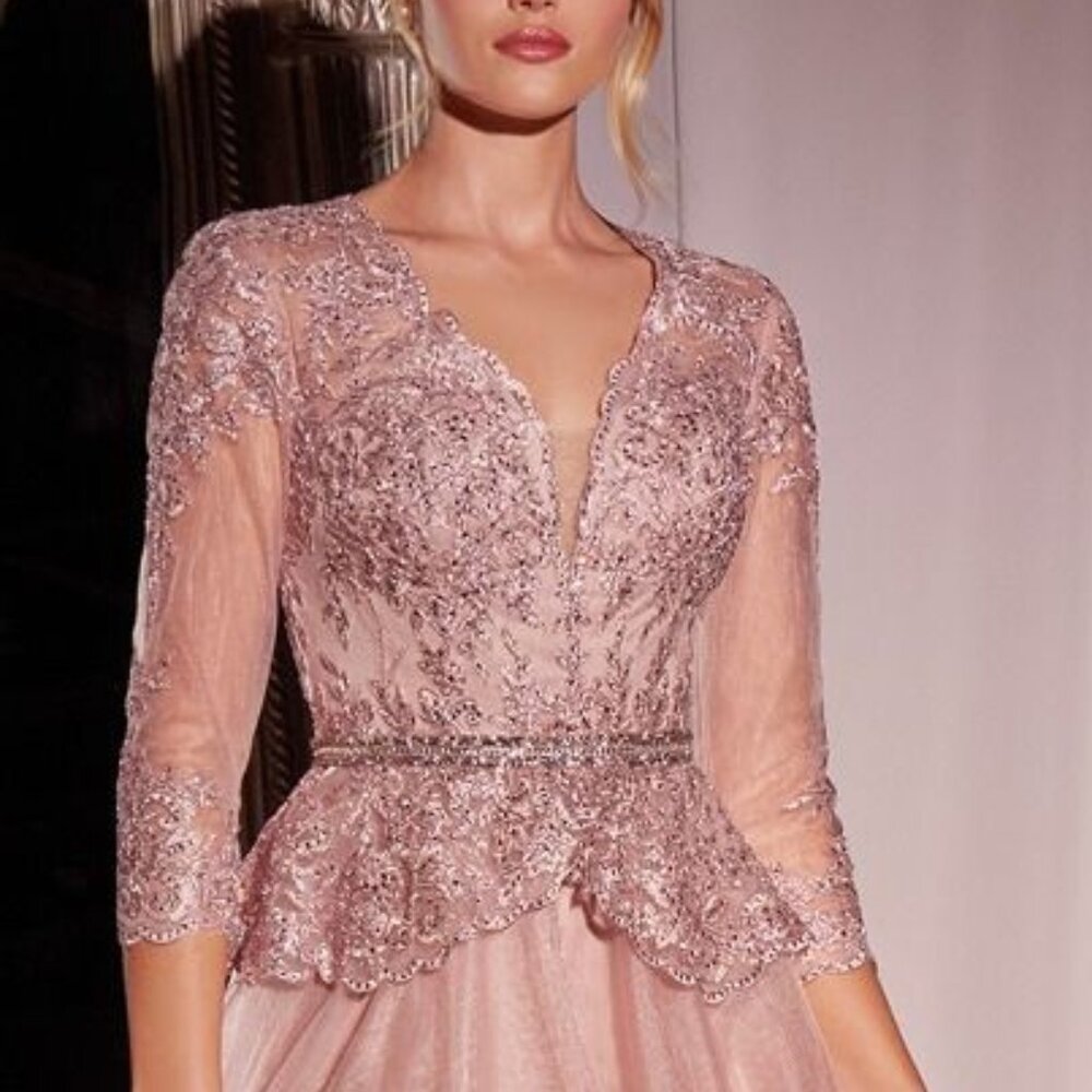 Dusty Rose formal dress. three quarter long sleeve mother of the bride/groom - Picture 2 of 6
